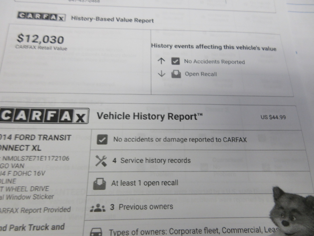 Ford Transit Connect XL LWB 2014