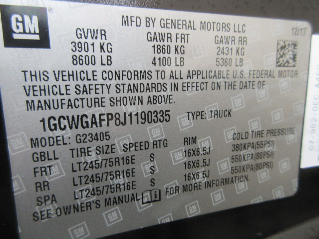 Chevrolet Express 2500 Cargo 2018