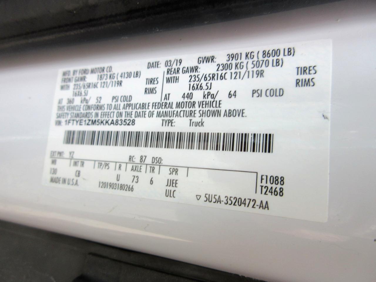 Ford Transit 150 Van Low Roof 60/40 Pass. 130-in. WB 2019