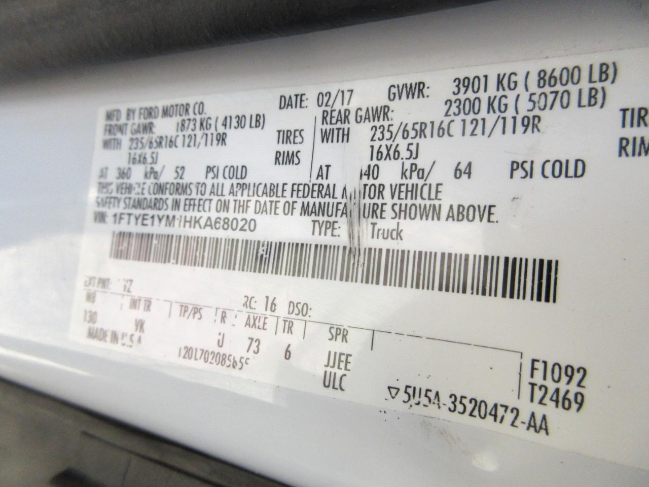 Ford Transit 150 Van Low Roof w/Sliding Pass. 130-in. WB 2017