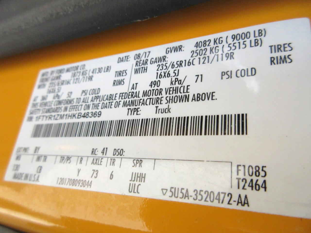 Ford Transit 250 Van Low Roof 60/40 Pass.130-in. WB 2017