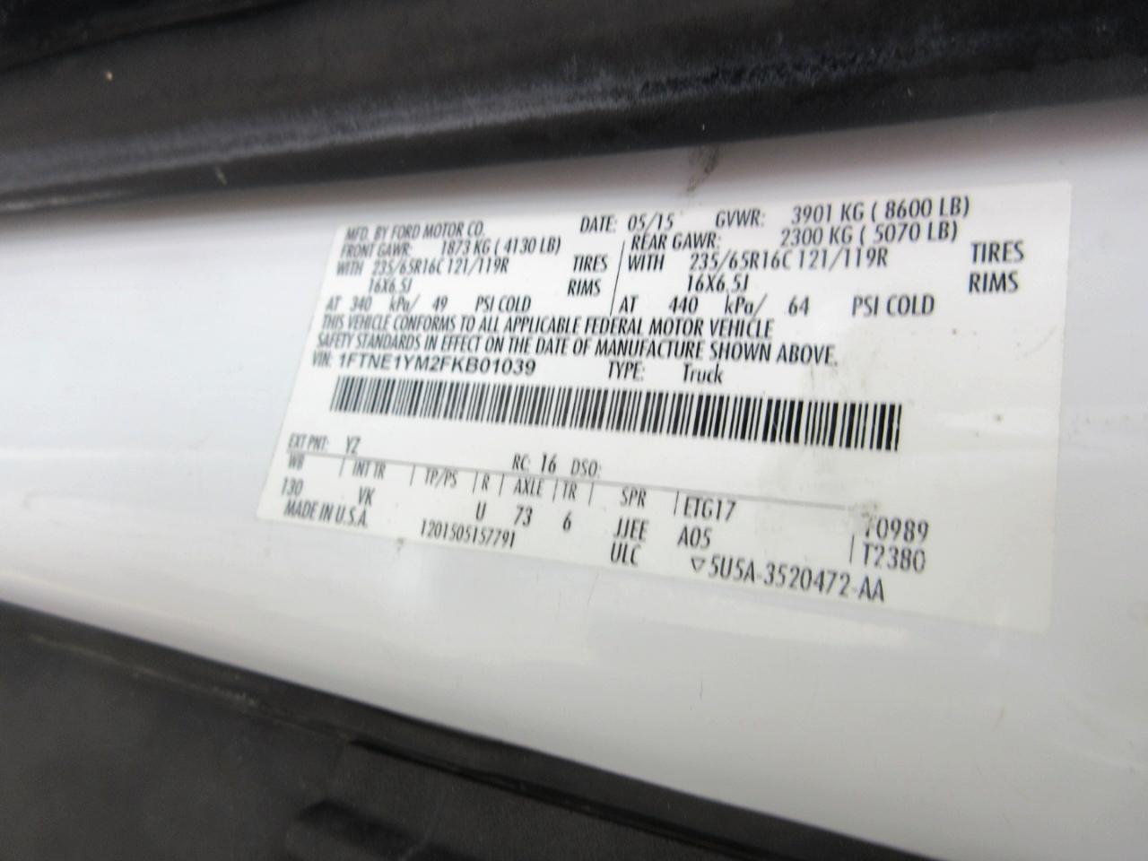 Ford Transit 150 Van Low Roof w/Sliding Pass. 130-in. WB 2015