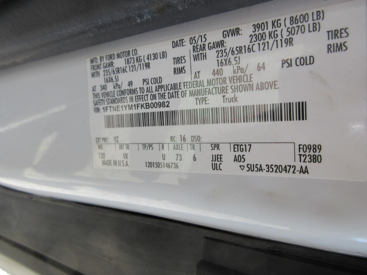 Ford Transit 150 Van Low Roof w/Sliding Pass. 130-in. WB 2015