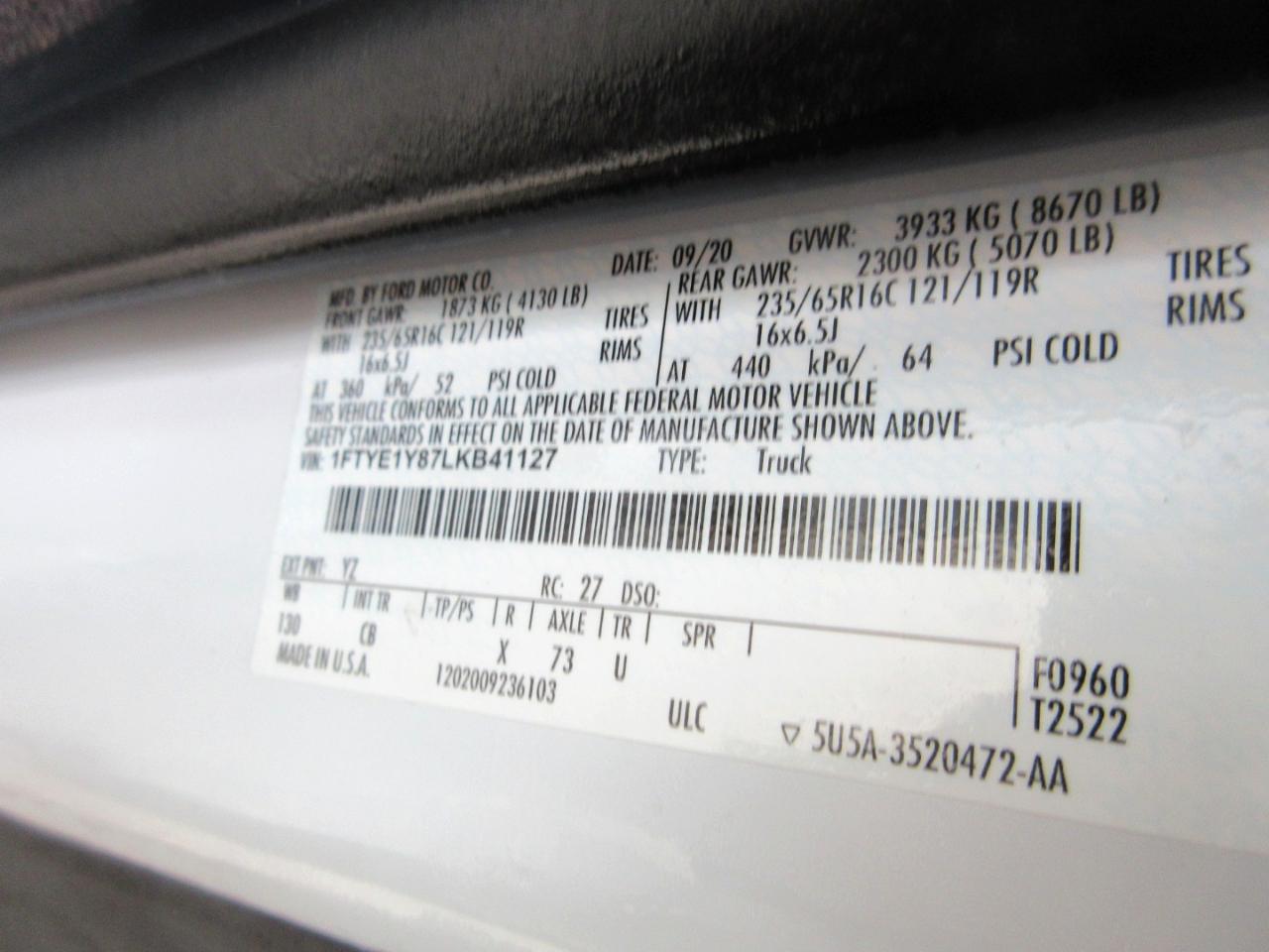 Ford Transit 150 Van Low Roof w/Sliding Pass. 130-in. WB 2020