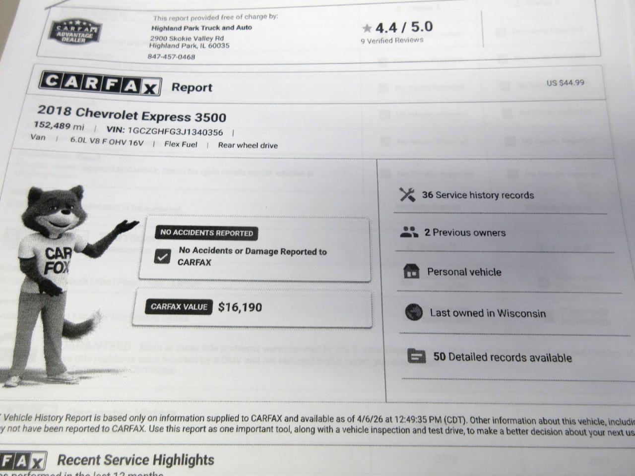 Chevrolet Express 3500 Cargo Extended 2018