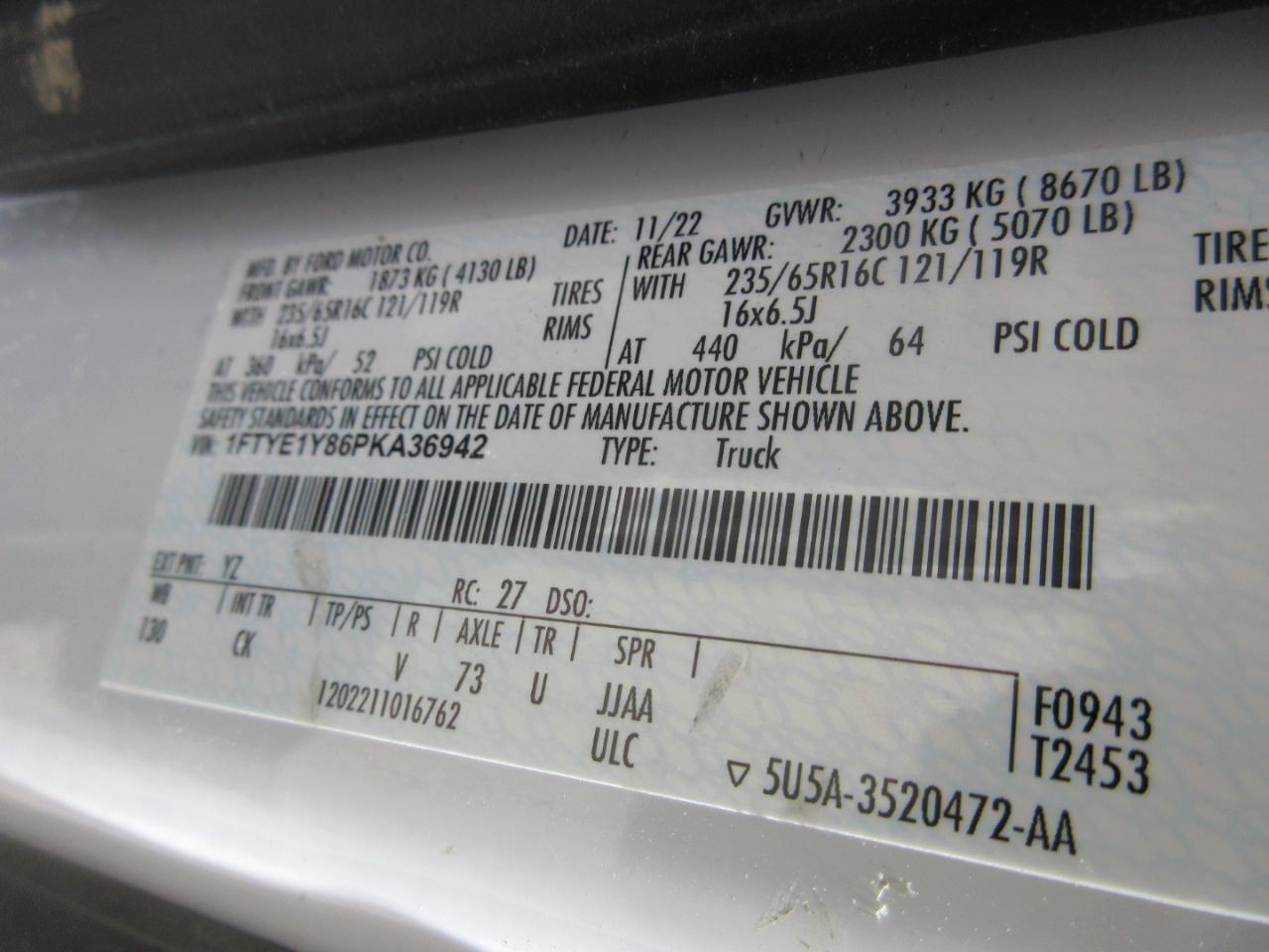 Ford Transit Cargo Van T-150 130" Low Rf 8670 GVWR RWD 2023