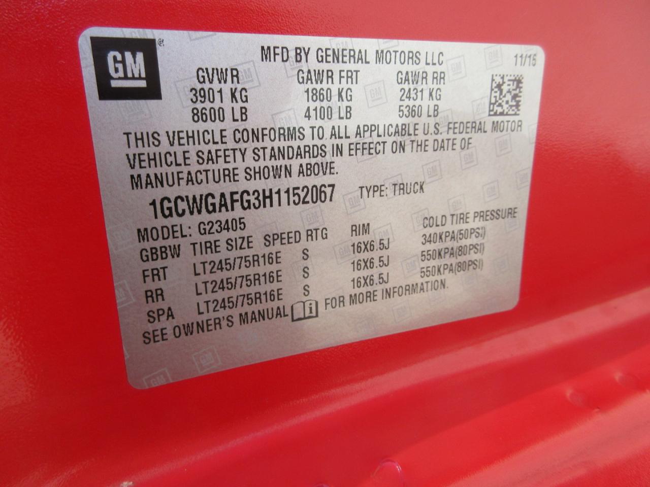Chevrolet Express Cargo Van RWD 2500 135" 2017