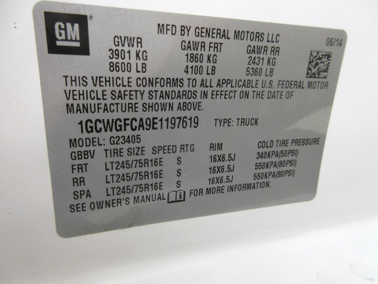 Chevrolet Express Cargo Van RWD 2500 135" 2014