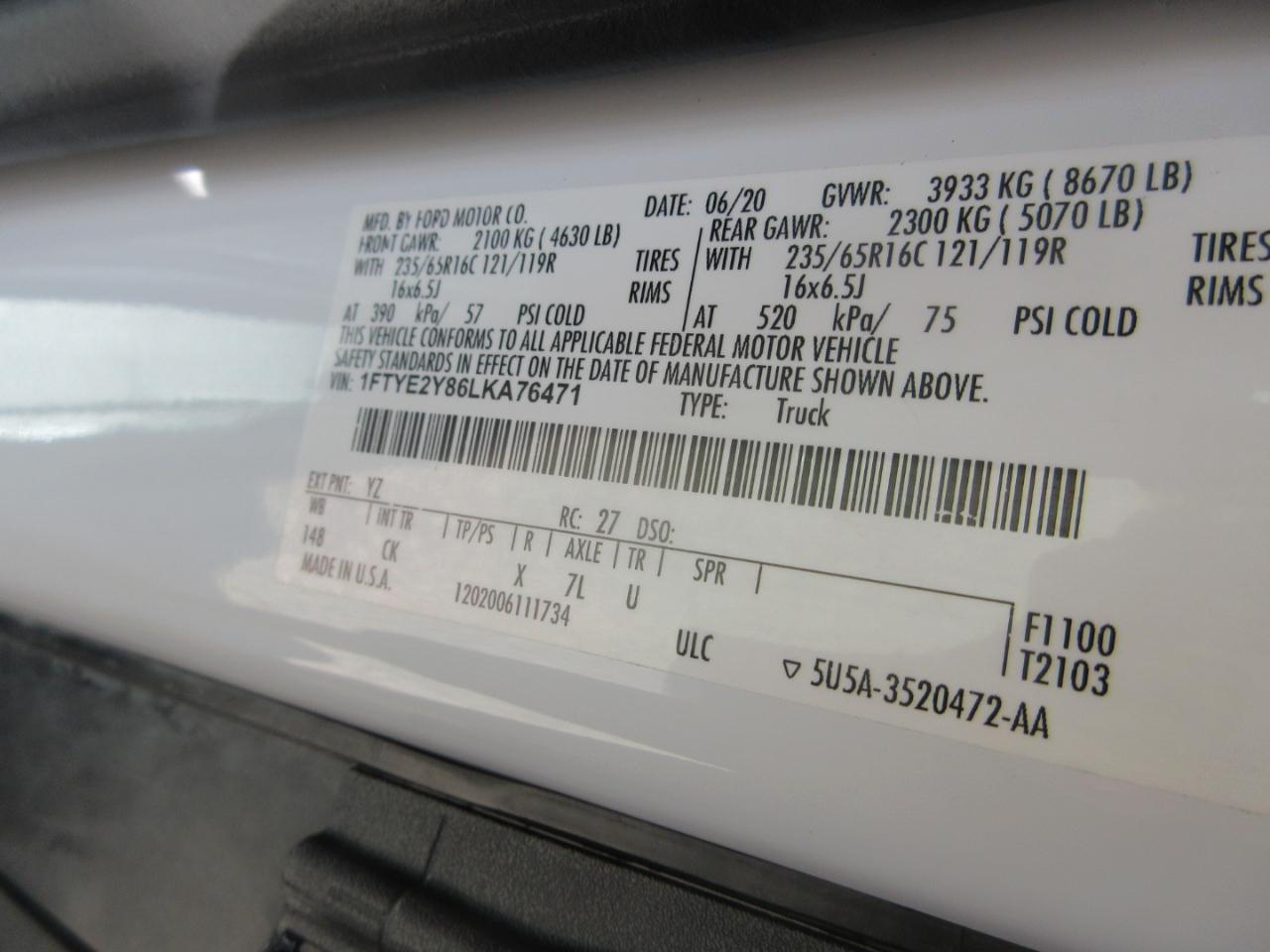Ford Transit Cargo Van T-150 130" Low Rf 8670 GVWR AWD 2020