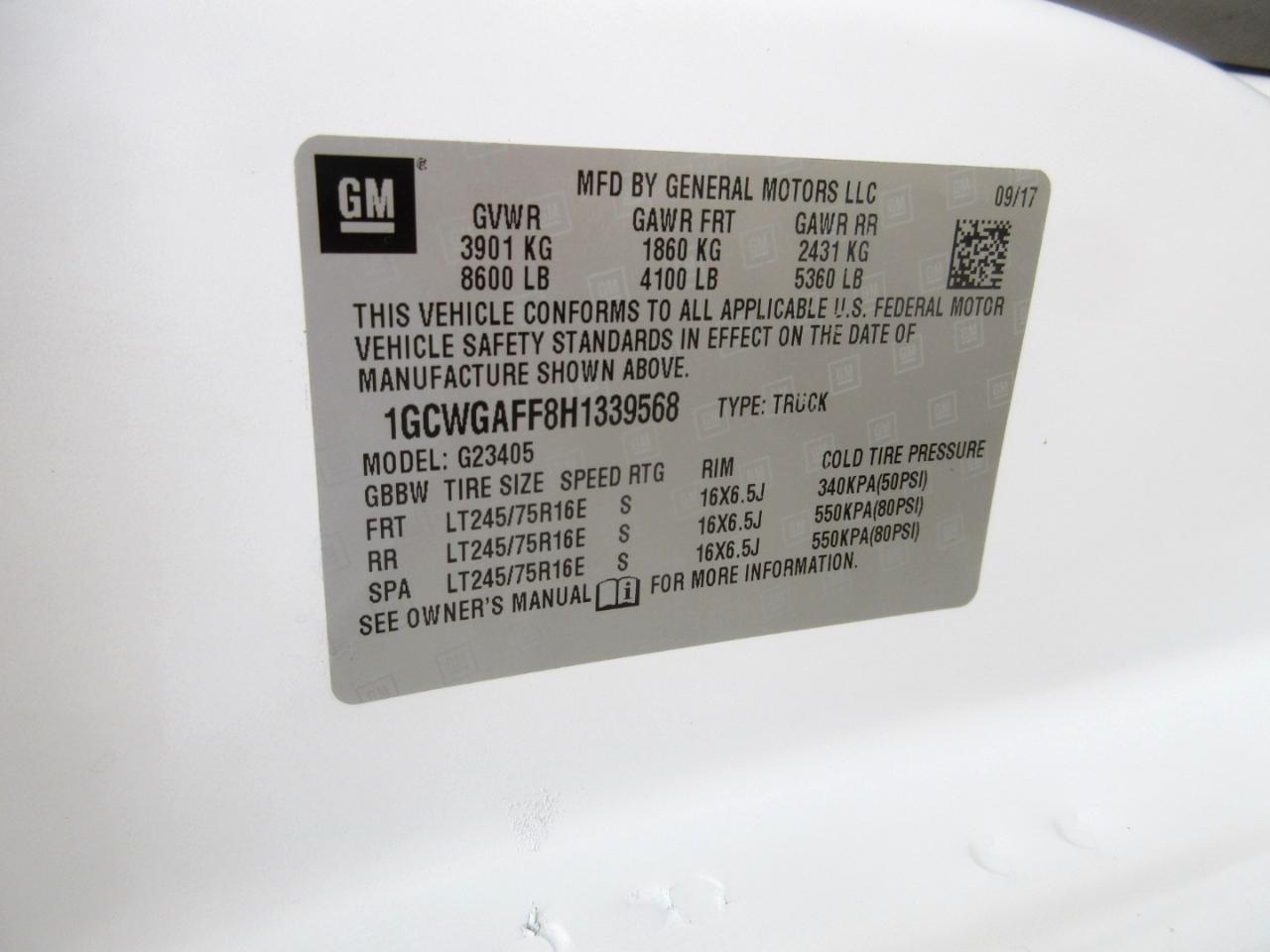 Chevrolet Express Cargo Van RWD 2500 135" 2017