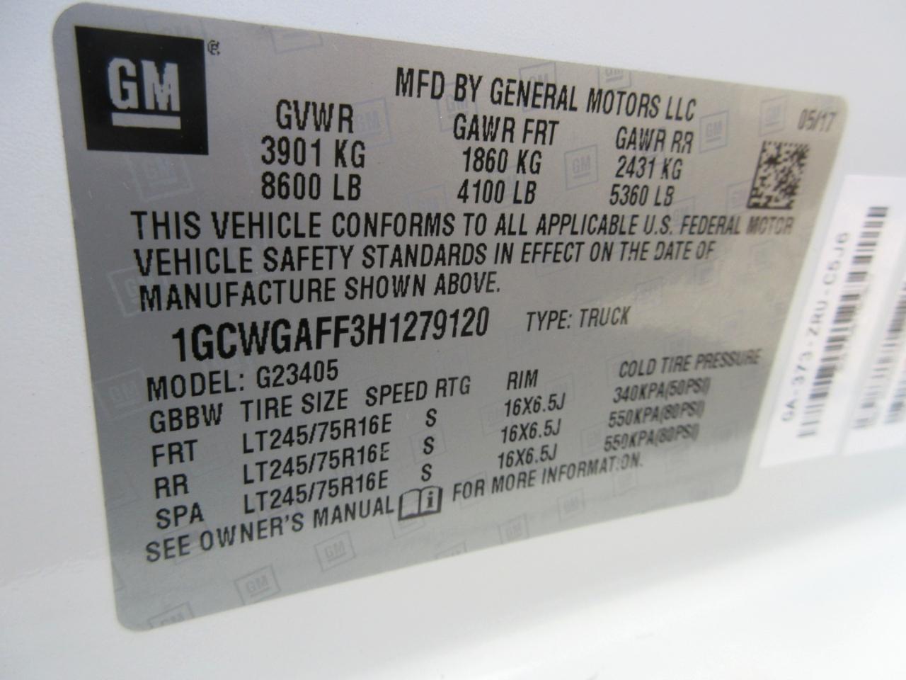 Chevrolet Express Cargo Van RWD 2500 135" 2017