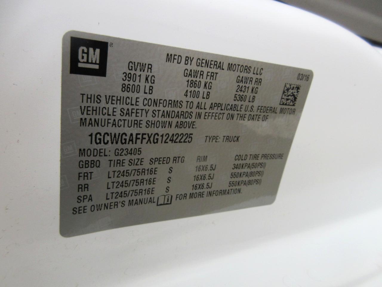 Chevrolet Express Cargo Van RWD 2500 135" 2016