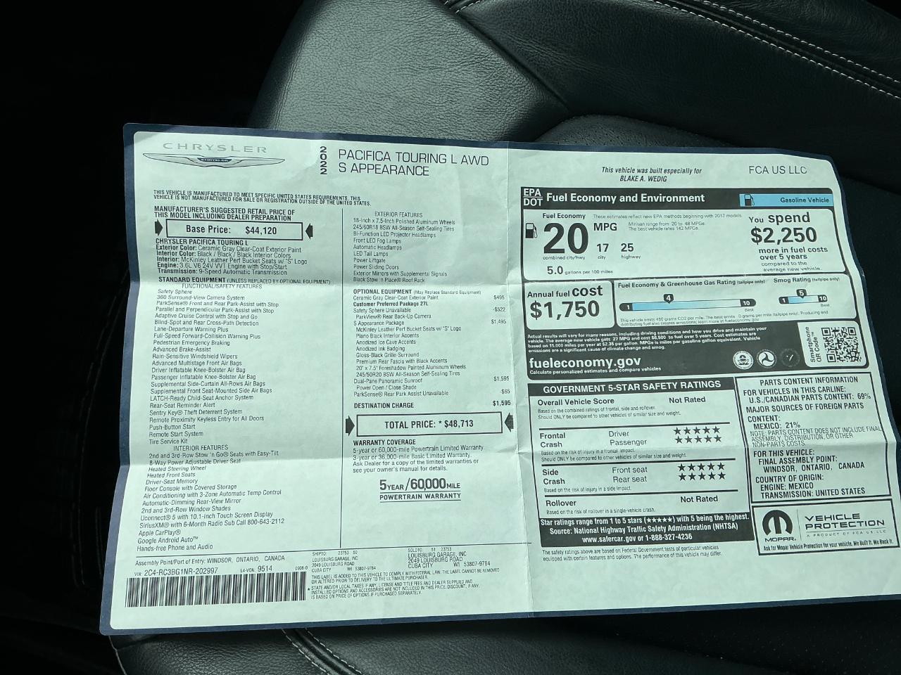 Chrysler Pacifica Touring L AWD 2022