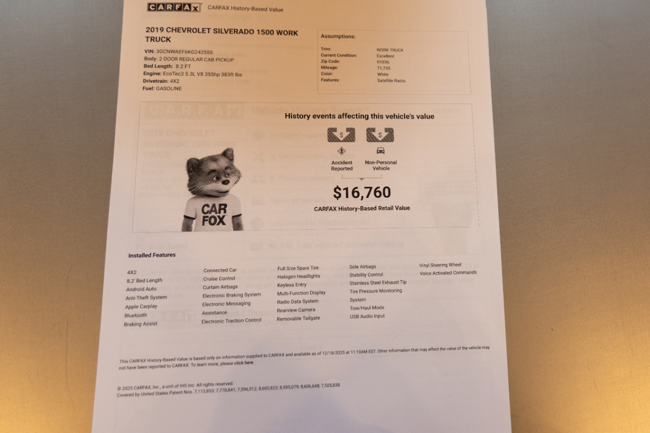 Chevrolet Silverado 1500 Work Truck Short Box 2WD 2019