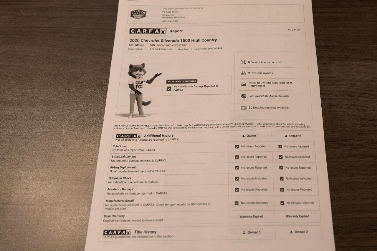 Chevrolet Silverado 1500 High Country Crew Cab 4WD 2020