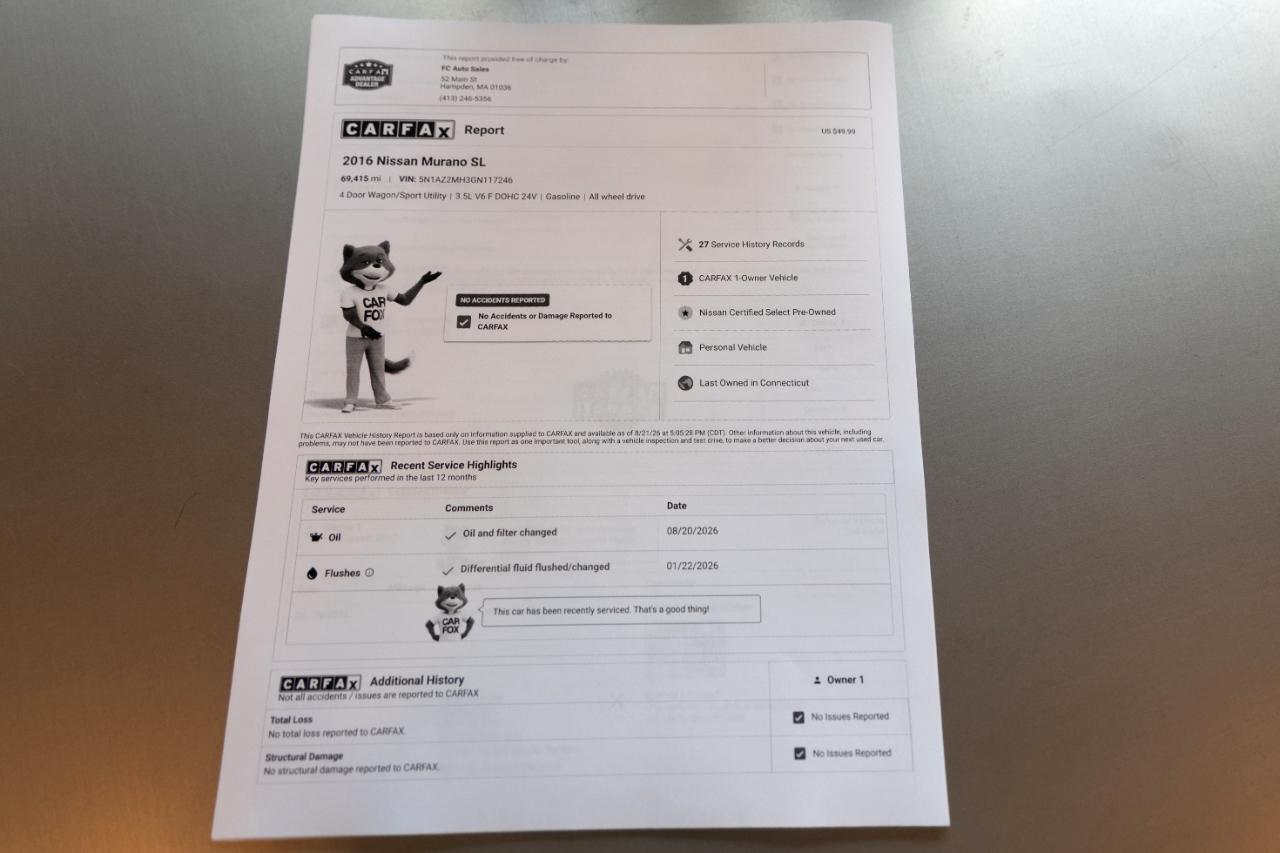 Nissan Murano SL AWD 2016