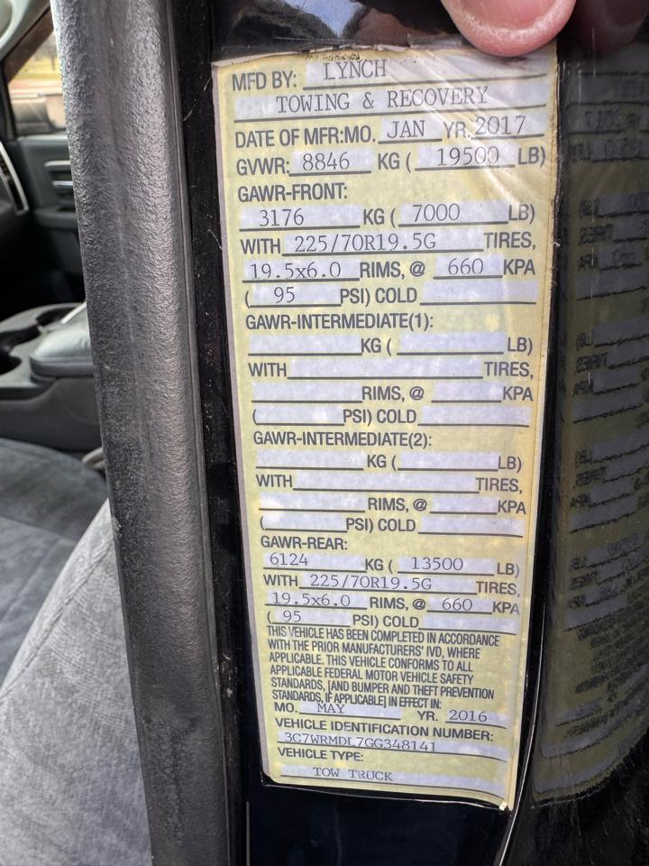 RAM 5500 2WD Reg Cab 204" WB 120" CA SLT 2016