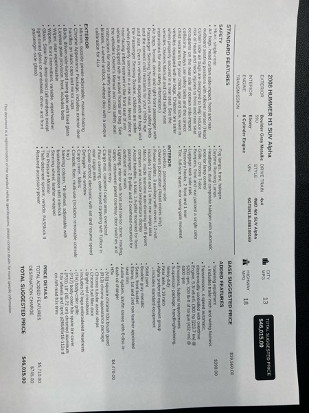 HUMMER H3 4WD 4dr SUV Alpha 2008