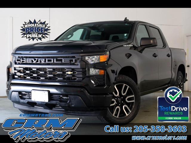 Black 2024 Chevrolet Silverado 1500 Custom Crew Cab 4WD Pickup Truck Four-Wheel Drive Automatic