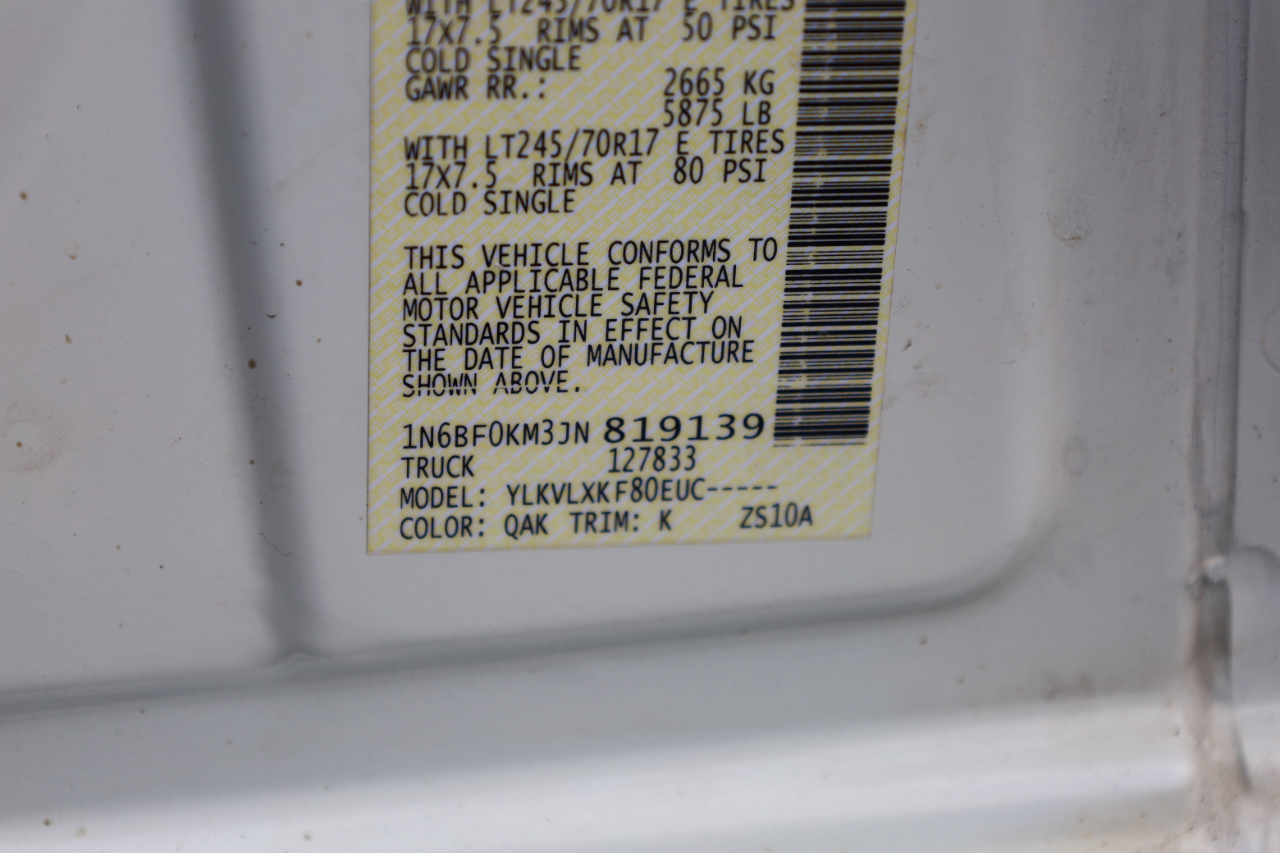 Nissan NV Cargo NV1500 Standard Roof V6 SV 2018