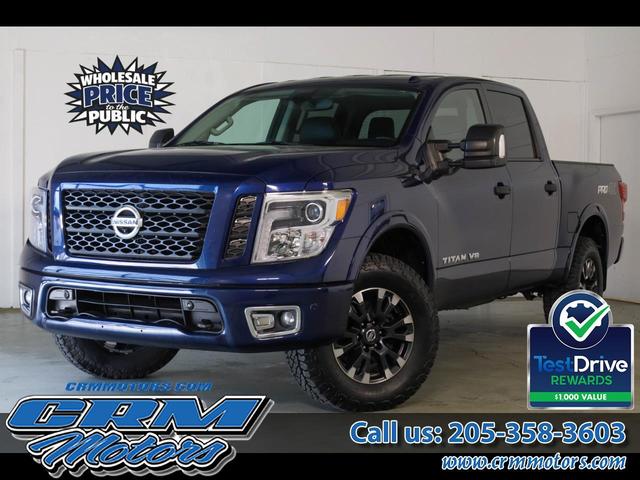 Blue 2019 Nissan Titan PRO-4X Crew Cab 4WD Pickup Truck Four-Wheel Drive Automatic