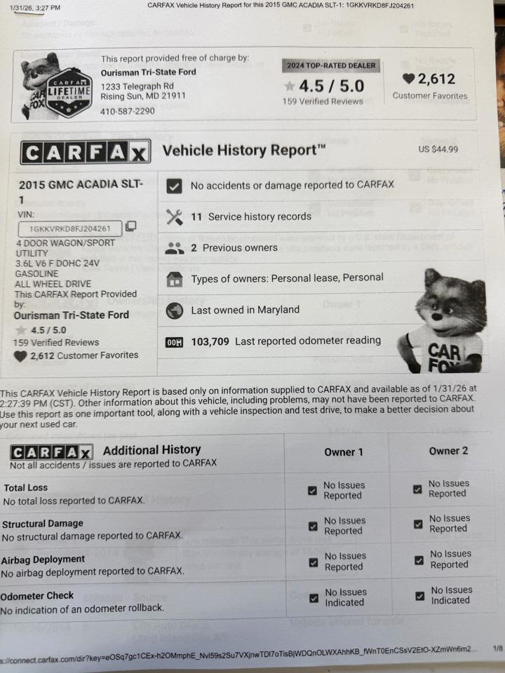 GMC Acadia SLT-1 AWD 2015