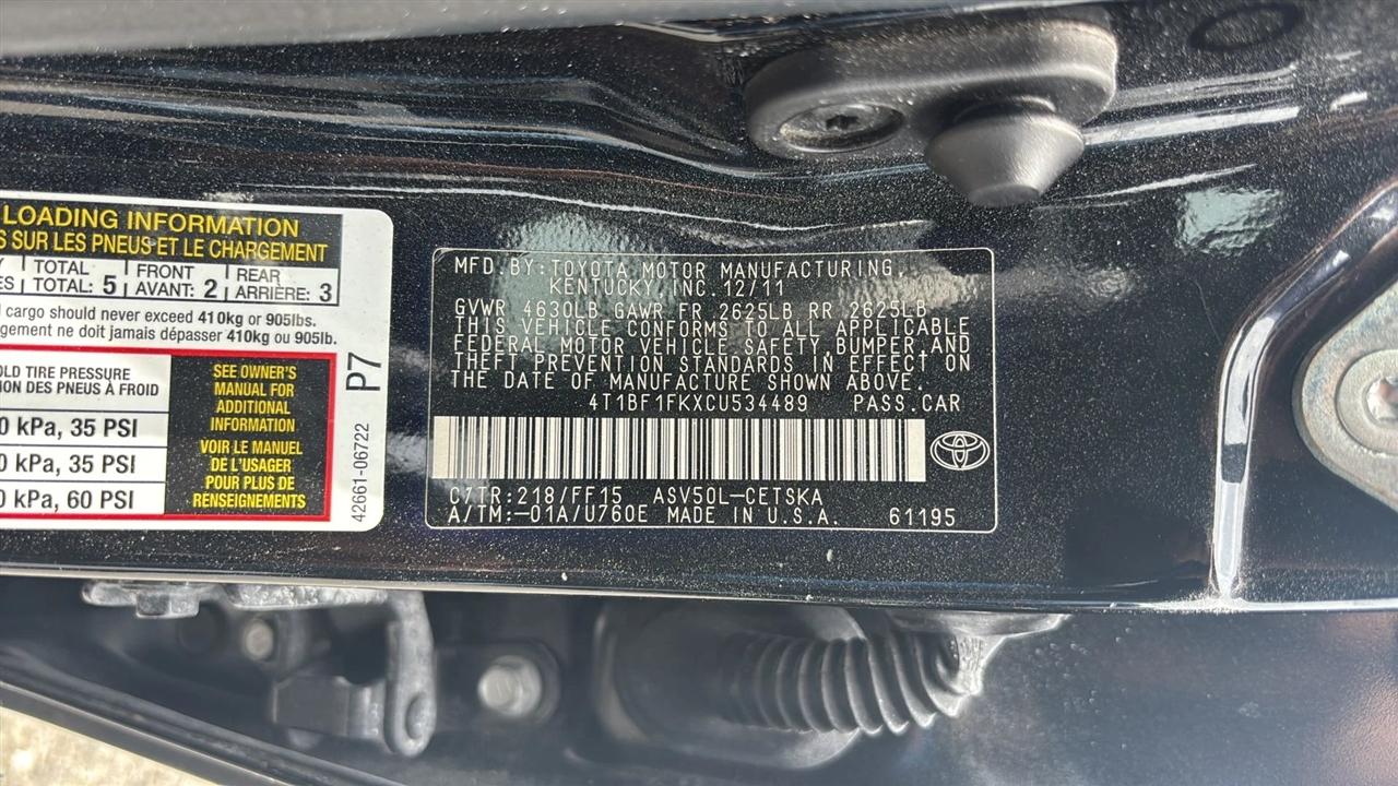Toyota Camry 4dr Sdn I4 Auto SE Sport Limited Edition (Natl) 2012