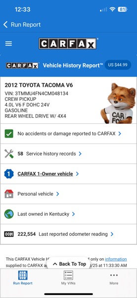 Toyota Tacoma Double Cab Long Bed V6 Auto 4WD 2012 Toyota Tacoma Double Cab Long Bed V6 Auto 4WD 2012