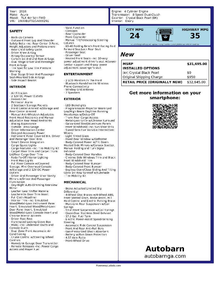 Acura TLX 8-Spd DCT 2016