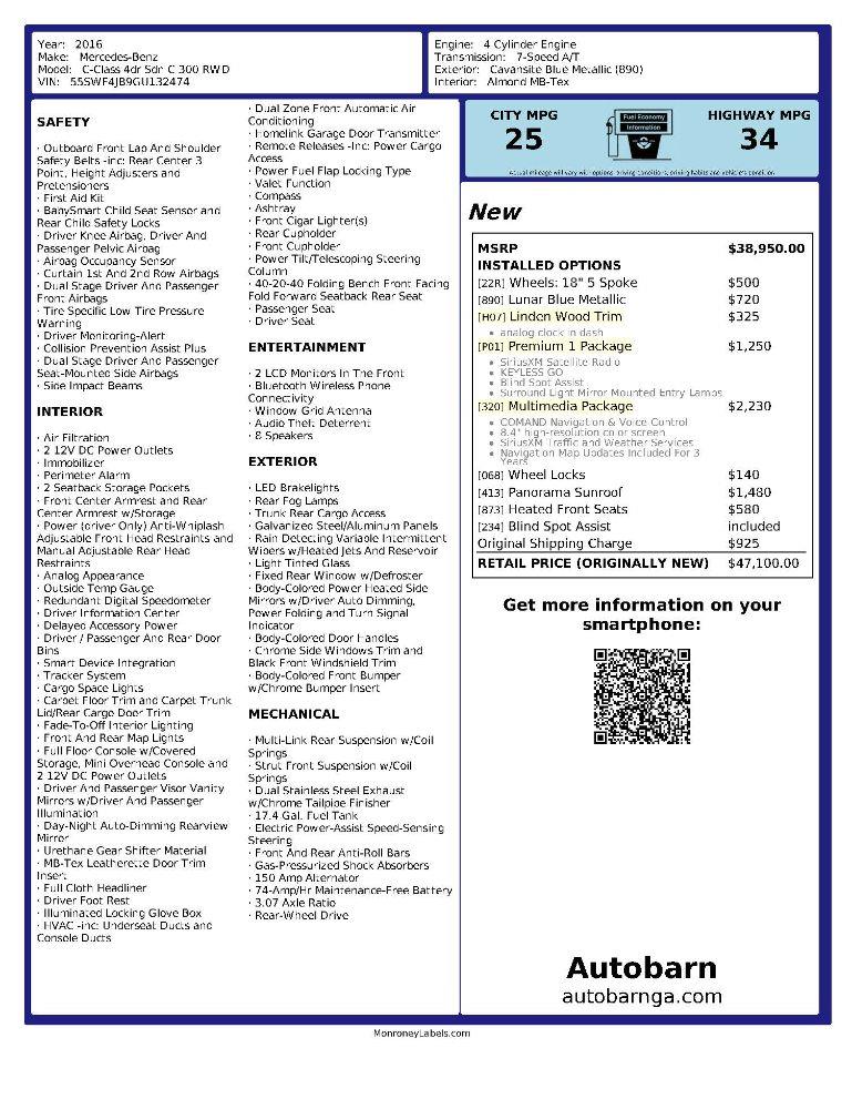 Mercedes-Benz C-Class C300 Sedan 2016