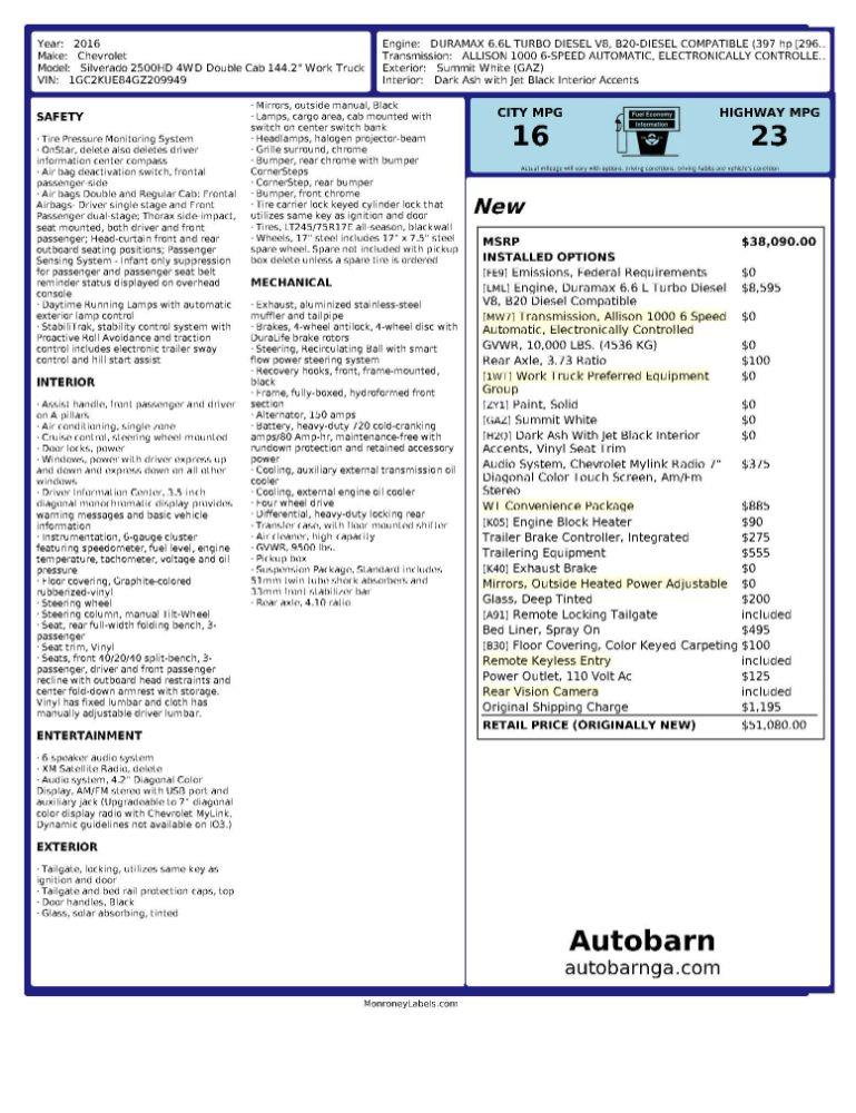 Chevrolet Silverado 2500HD Work Truck Double Cab 4WD 2016