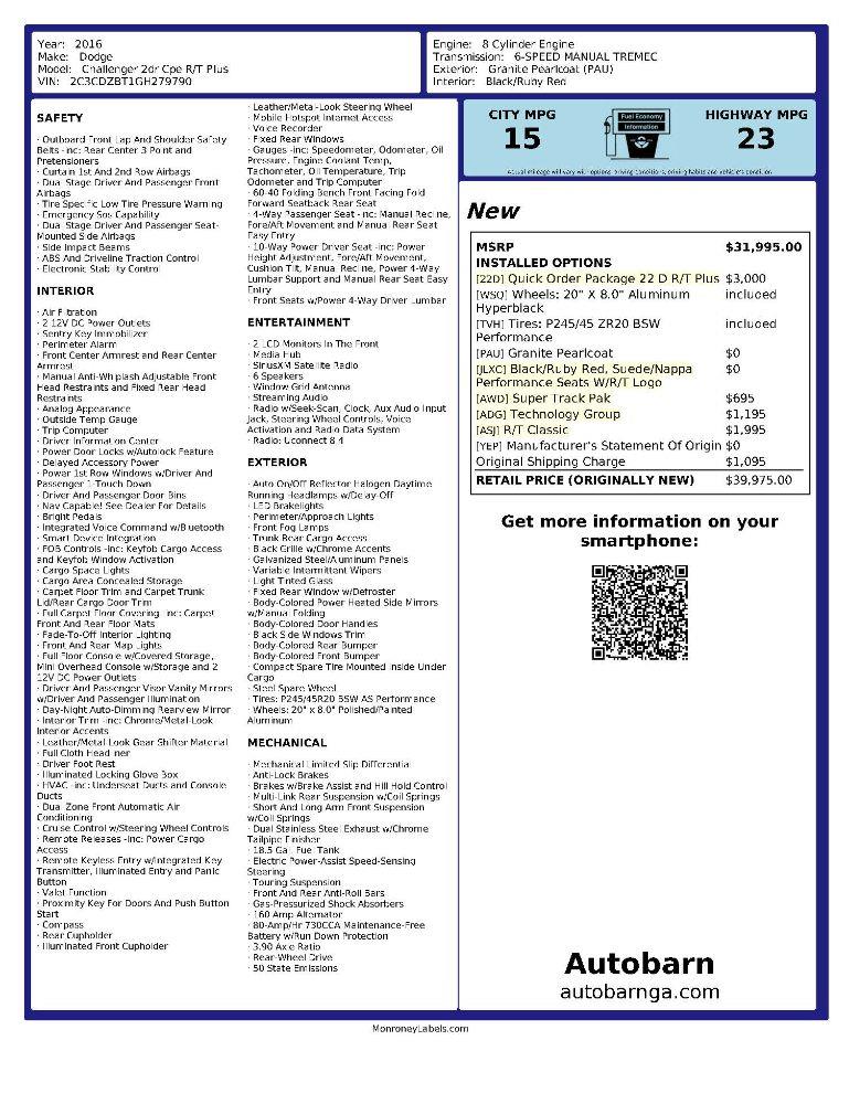 Dodge Challenger R/T Plus 2016