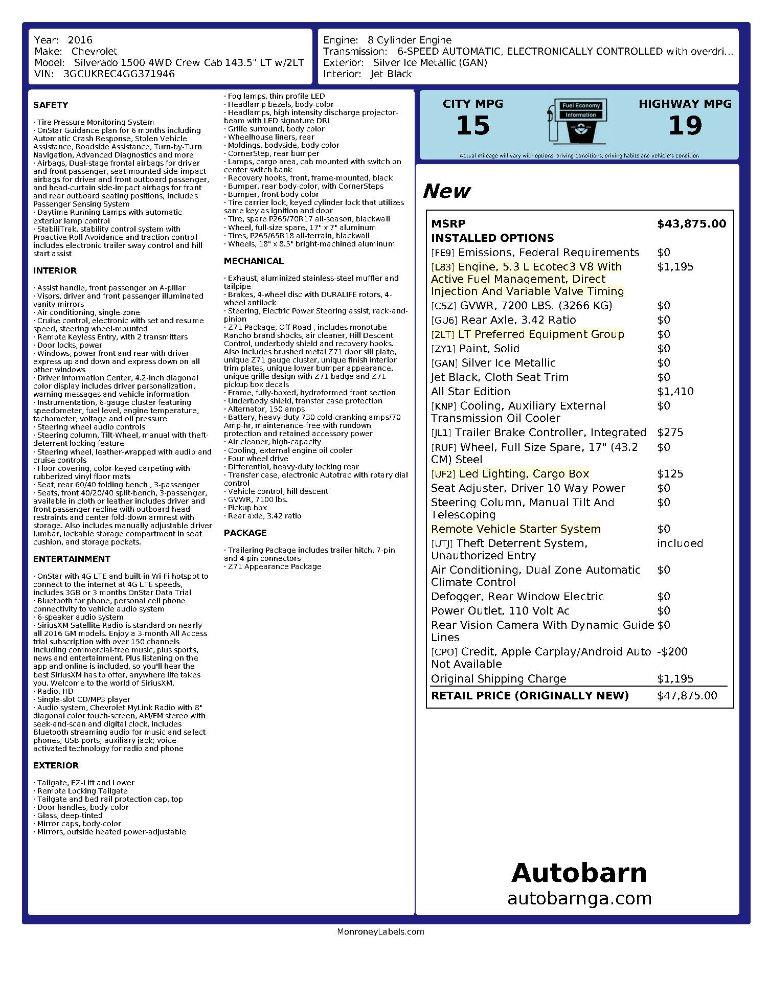 Chevrolet Silverado 1500 LT Crew Cab 4WD 2016