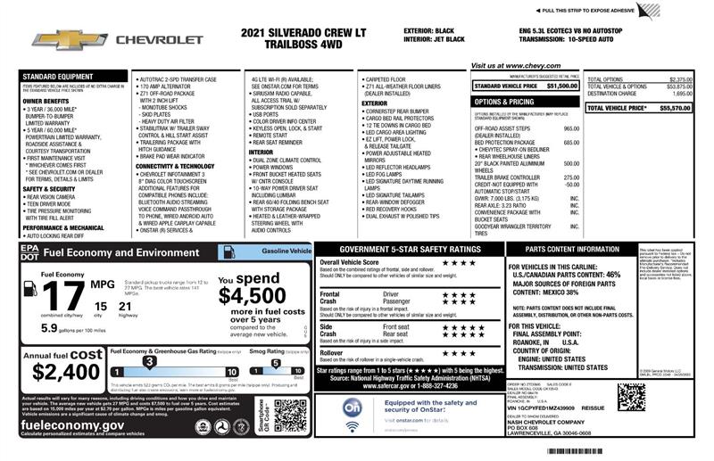 Chevrolet Silverado 1500 LT Trail Boss Crew Cab 4WD 2021