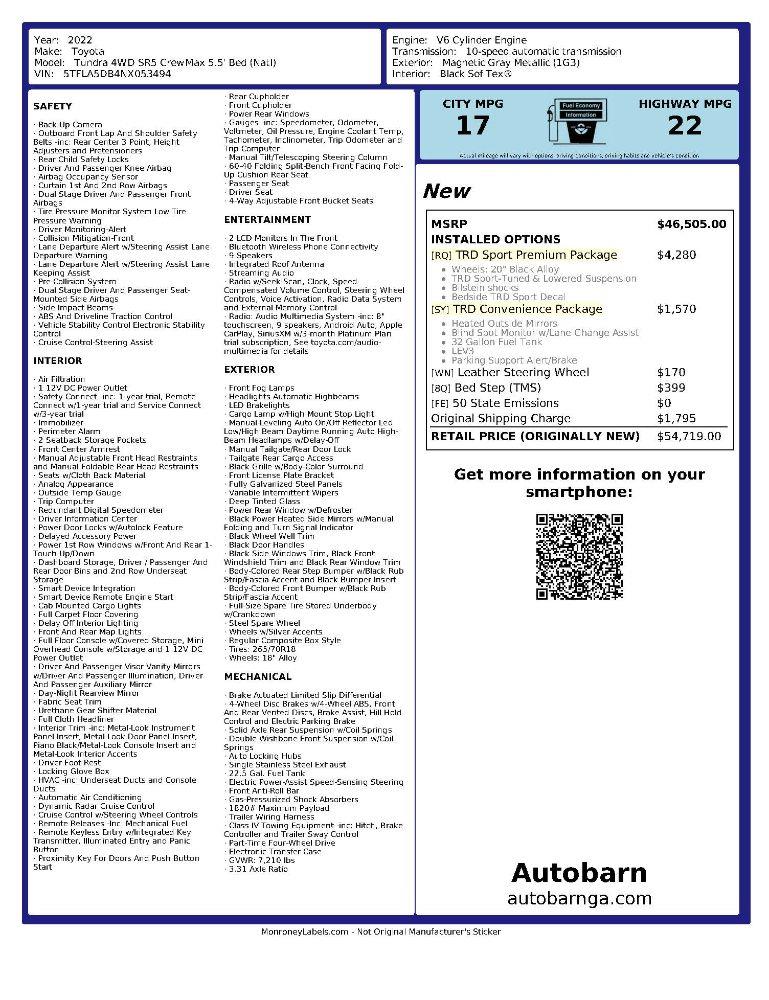 Toyota Tundra SR5 CrewMax 4WD 2022