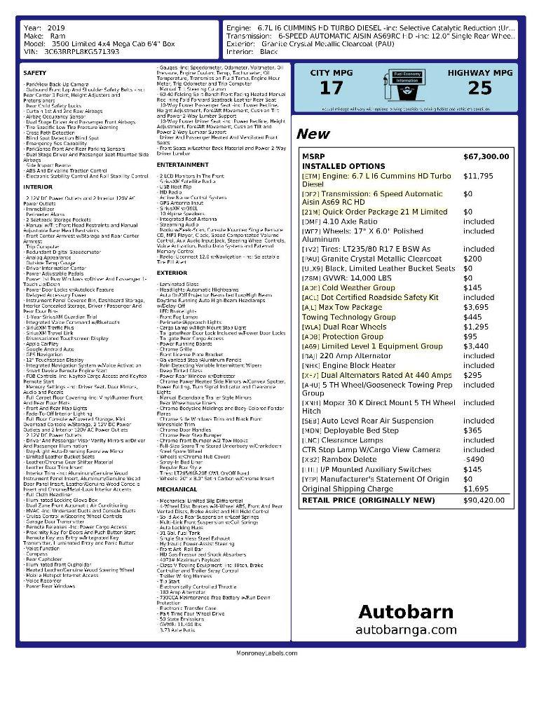 RAM 3500 Limited Mega Cab 4WD DRW 2019