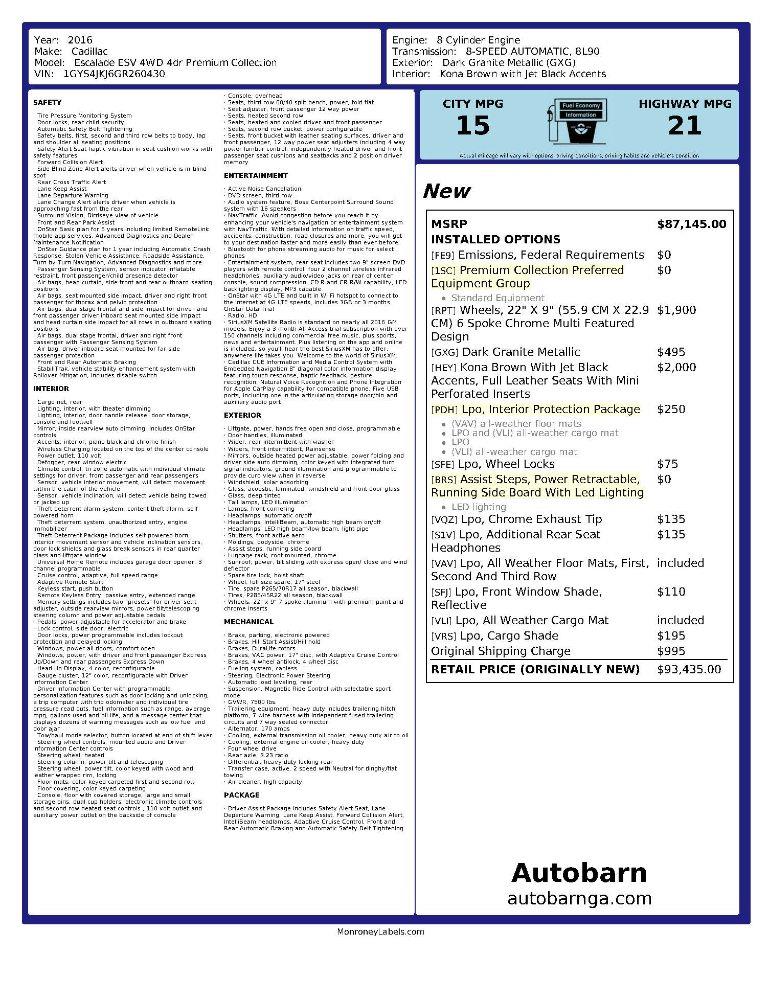 Cadillac Escalade ESV Premium 4WD 2016