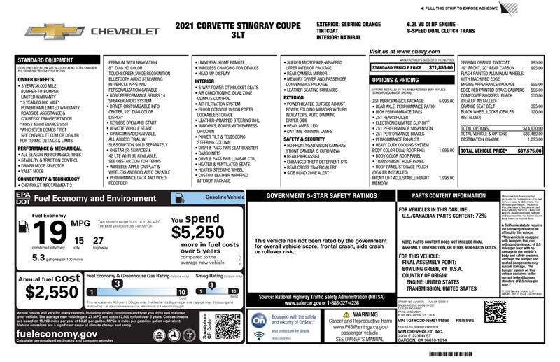 Chevrolet Corvette 3LT Coupe 2021