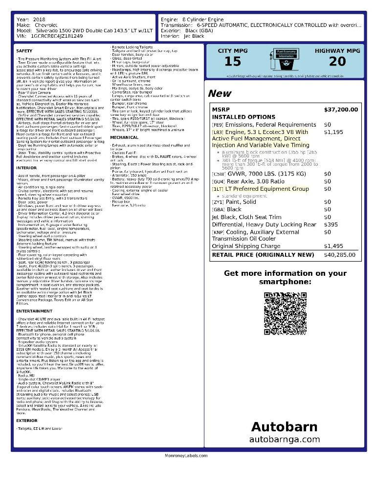 Chevrolet Silverado 1500 LT Double Cab 2WD 2018