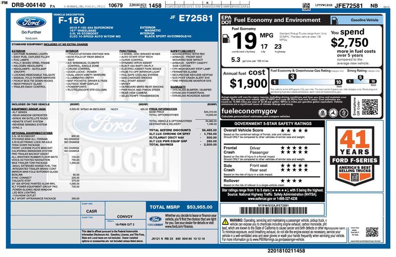 Ford F-150 XLT SuperCrew 5.5-ft. Bed 4WD 2018