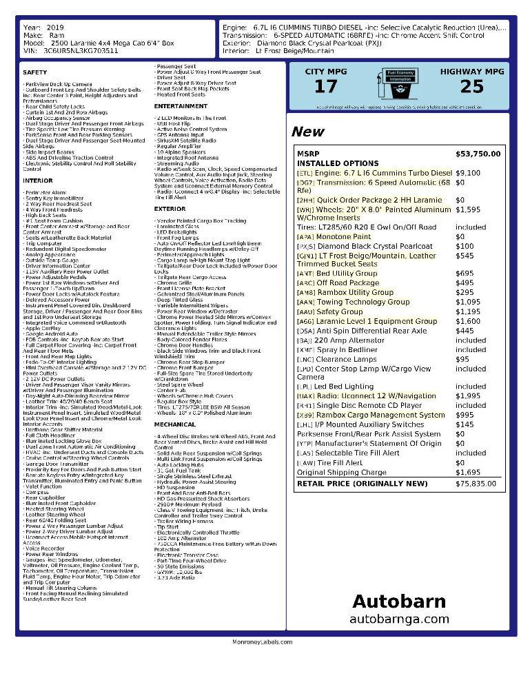 RAM 2500 Laramie Mega Cab 4WD 2019