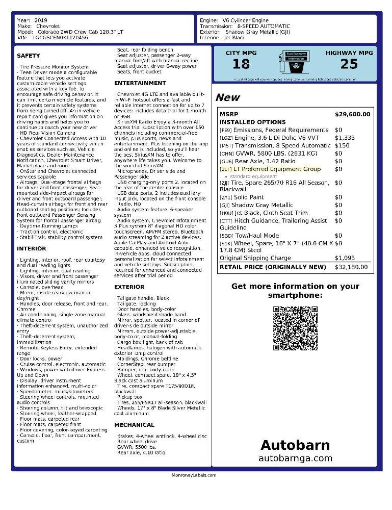 Chevrolet Colorado LT Crew Cab 2WD Long Box 2019