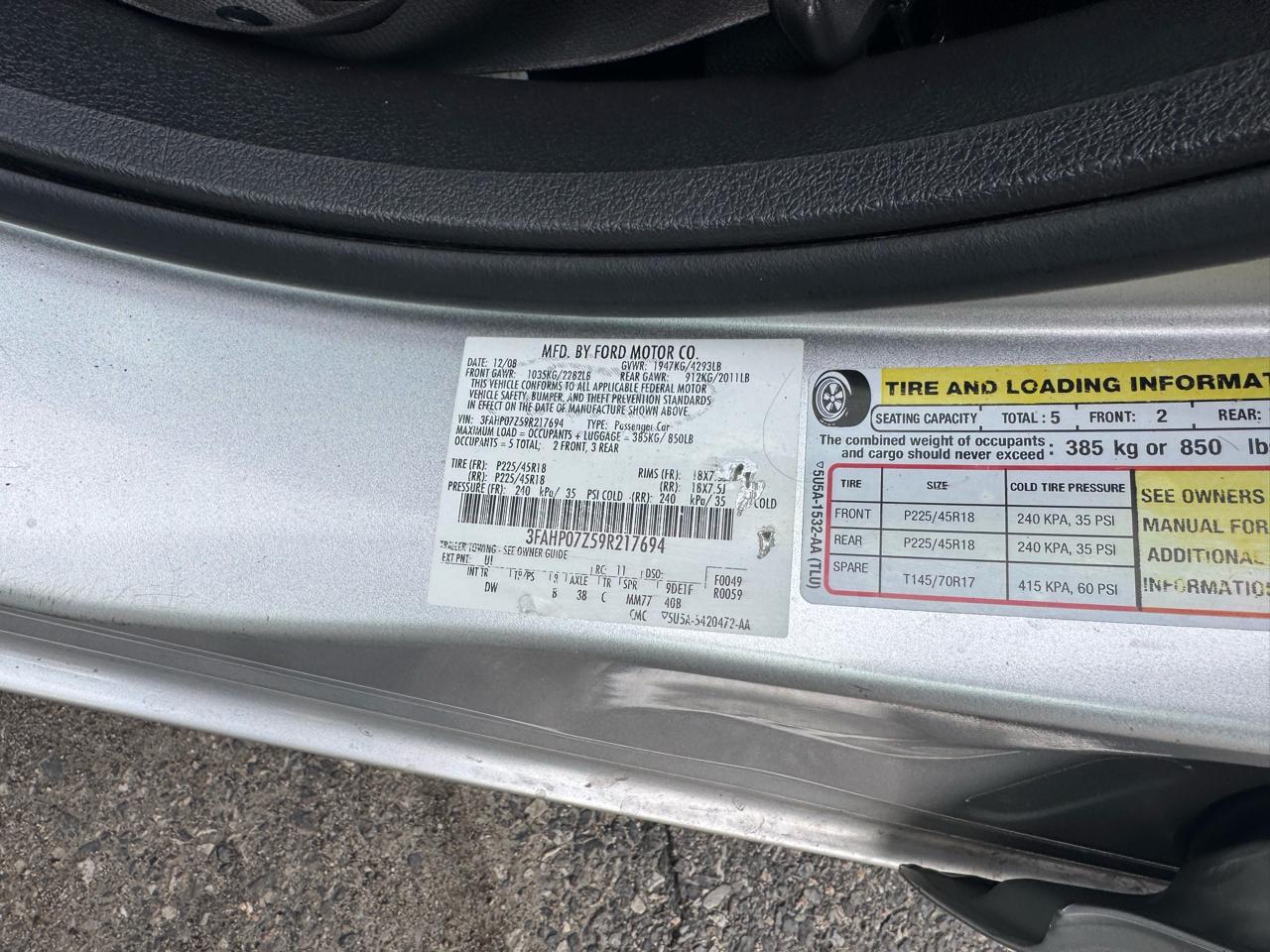 Ford Fusion I4 SE 2009