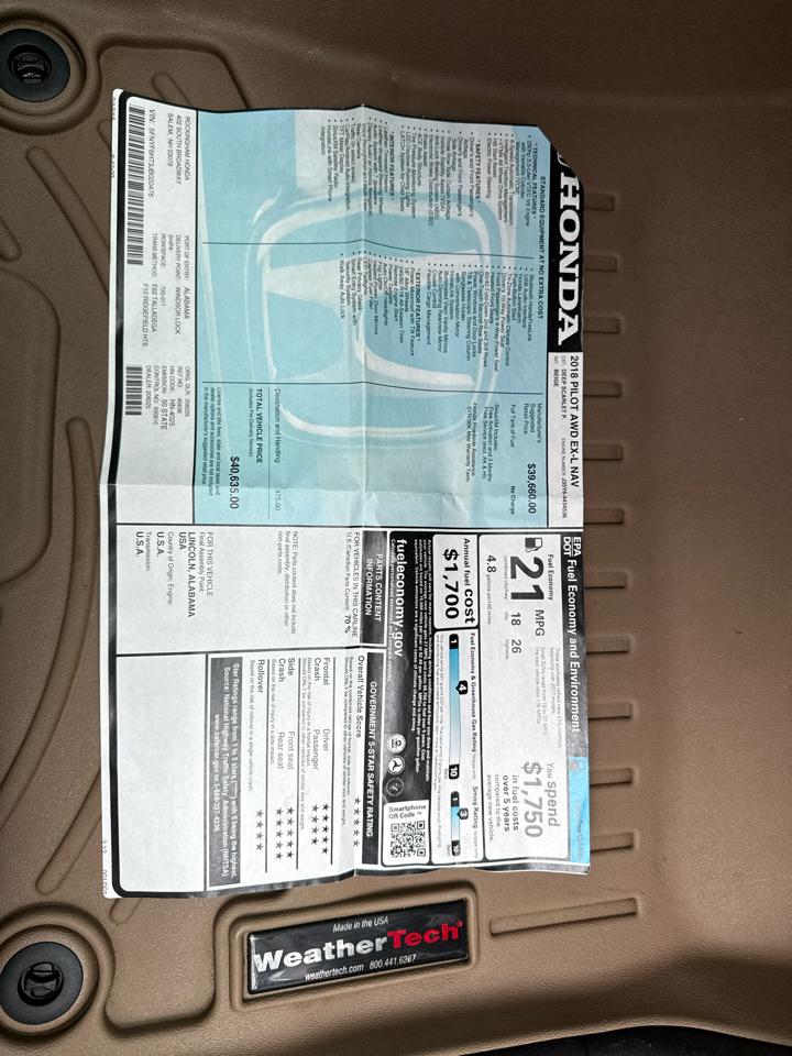 Honda Pilot EX-L w/Navigation AWD 2018