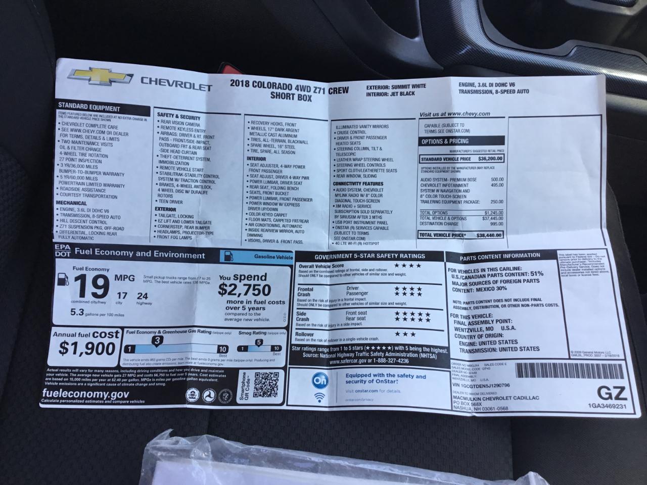 Chevrolet Colorado Z71 Crew Cab 4WD 2018