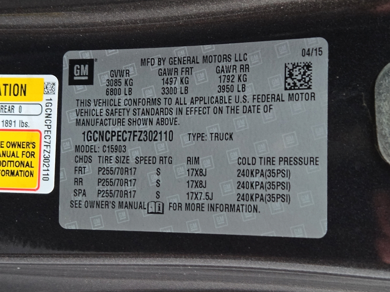 Chevrolet Silverado 1500 Work Truck Short Box 2WD 2015