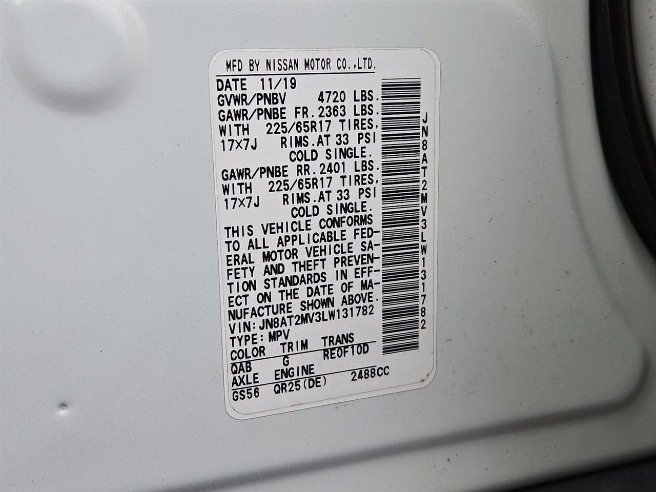 Nissan Rogue S AWD 2020