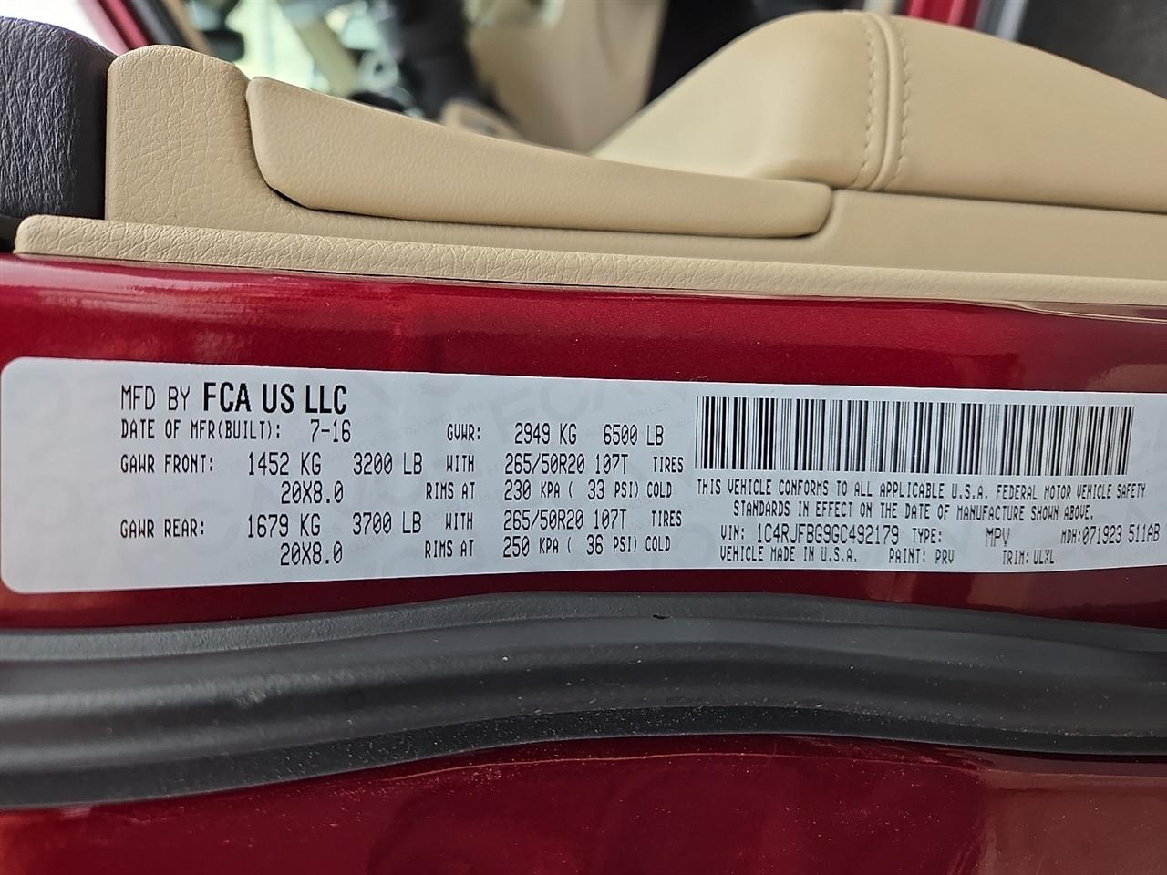 Jeep Grand Cherokee Limited 4WD 2016