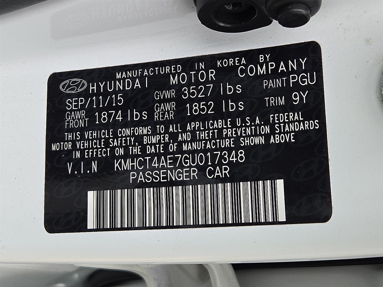 Hyundai Accent SE 4-Door 6A 2016