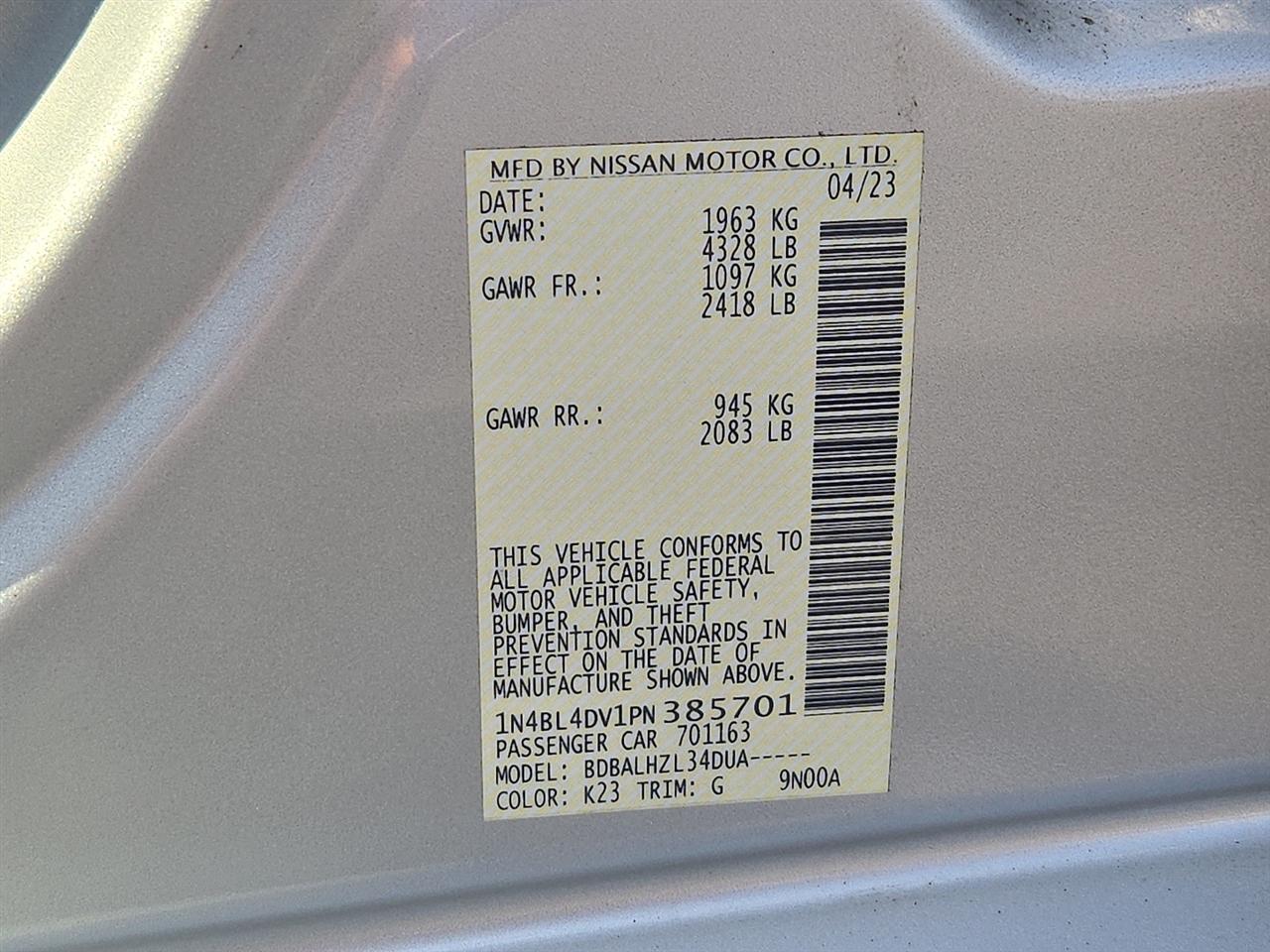 Nissan Altima 2.5 SV 2023